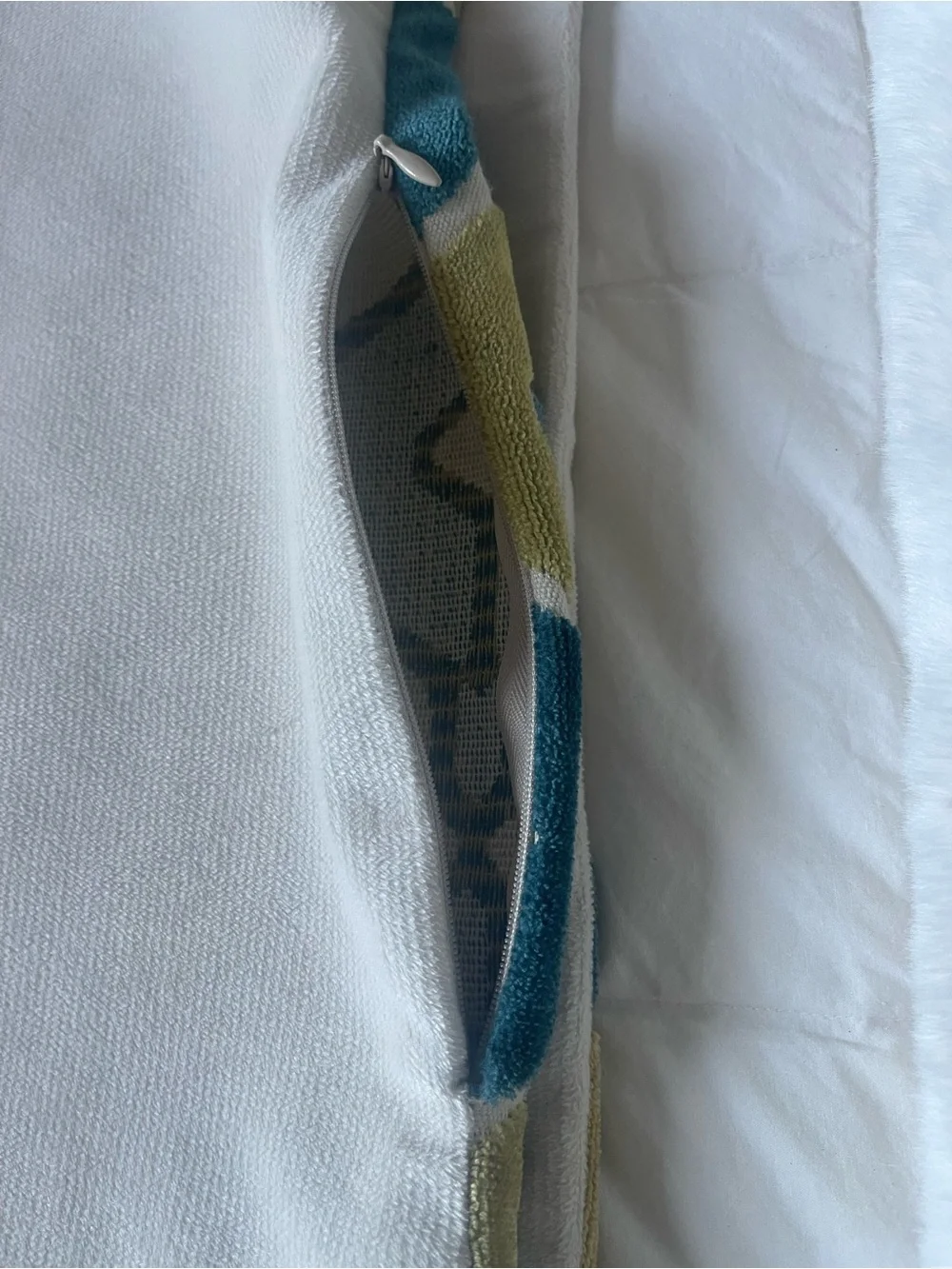 D.V. Kap Home Velvet Pillow Covers with White, Teal and Olive Trim (pair)
